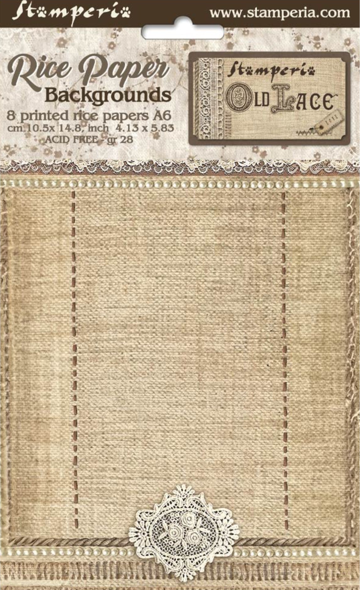 Stamperia Old Lace Backgrounds A6 Rice Papers (8/Pk)